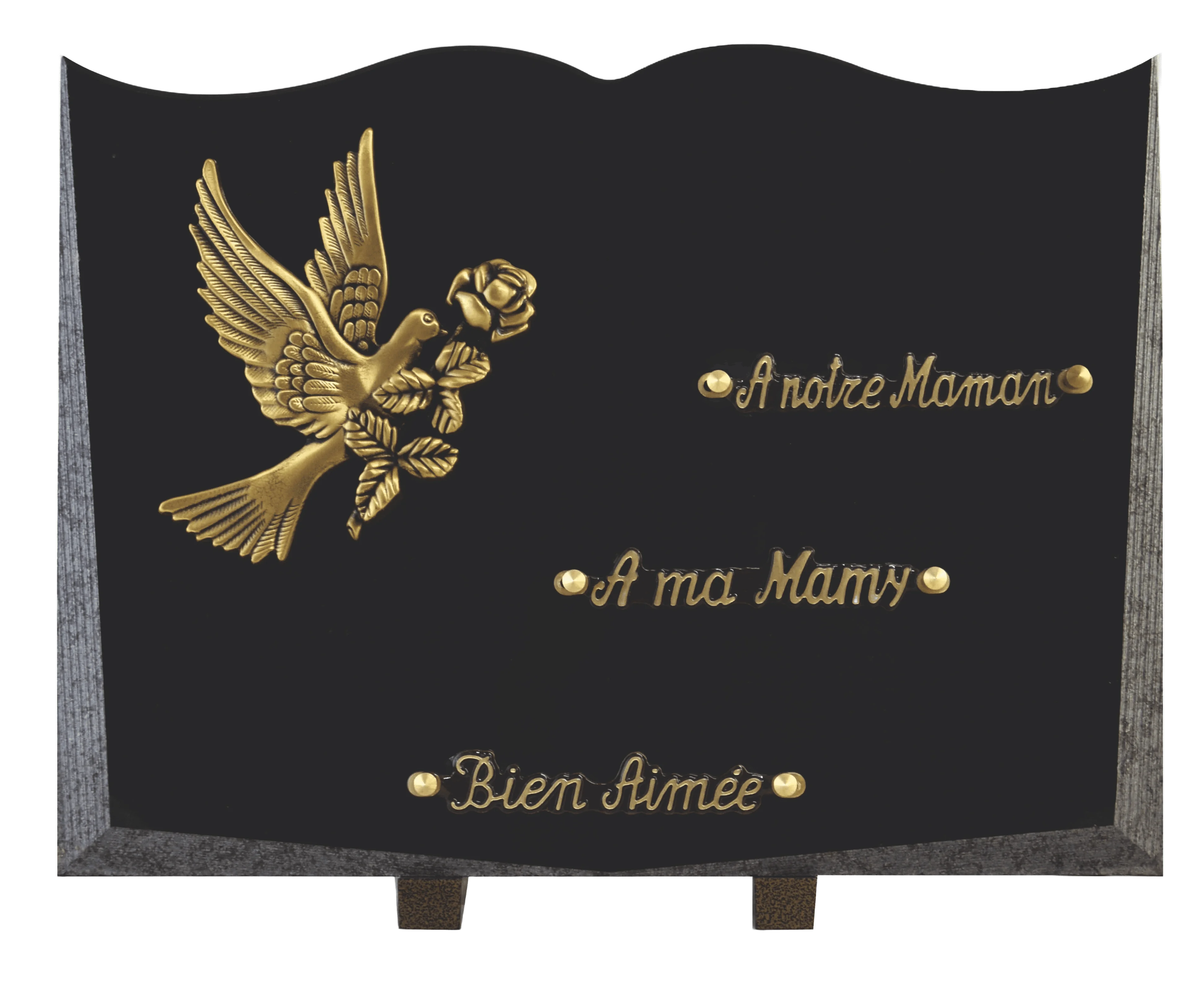 Plaque 101 en forme de livre avec bronze colombe et inters
