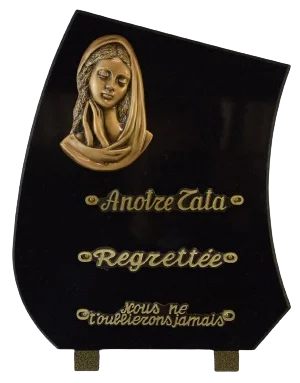 Plaque 21 en noir fin avec décor bronze femme