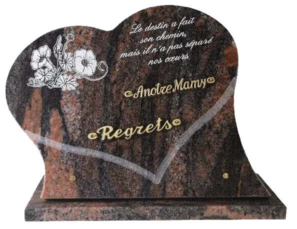 Plaque 81 en cœur Himalaya avec décor gravé fleur