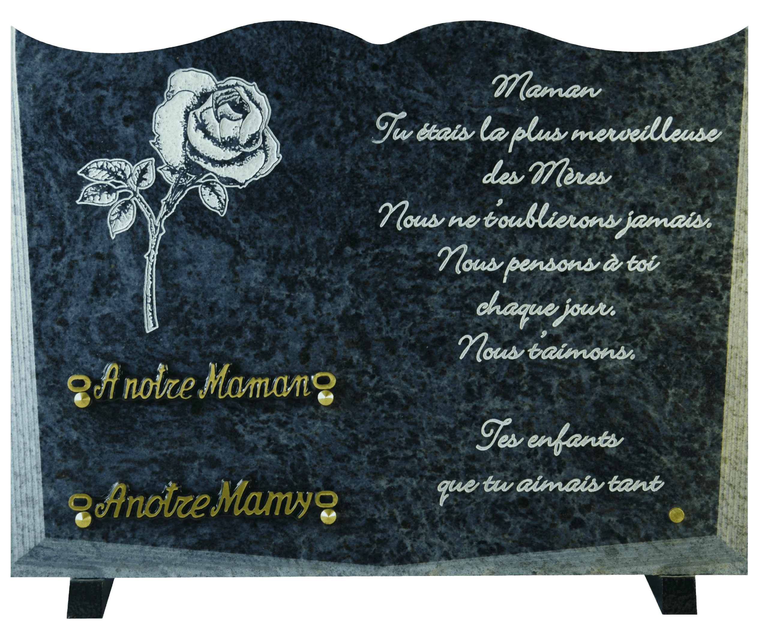 Plaque 101 en forme de livre décorée d'une rose avec inters