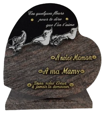 Plaque cœur granit Himalaya avec doublure arums et inters 803.3