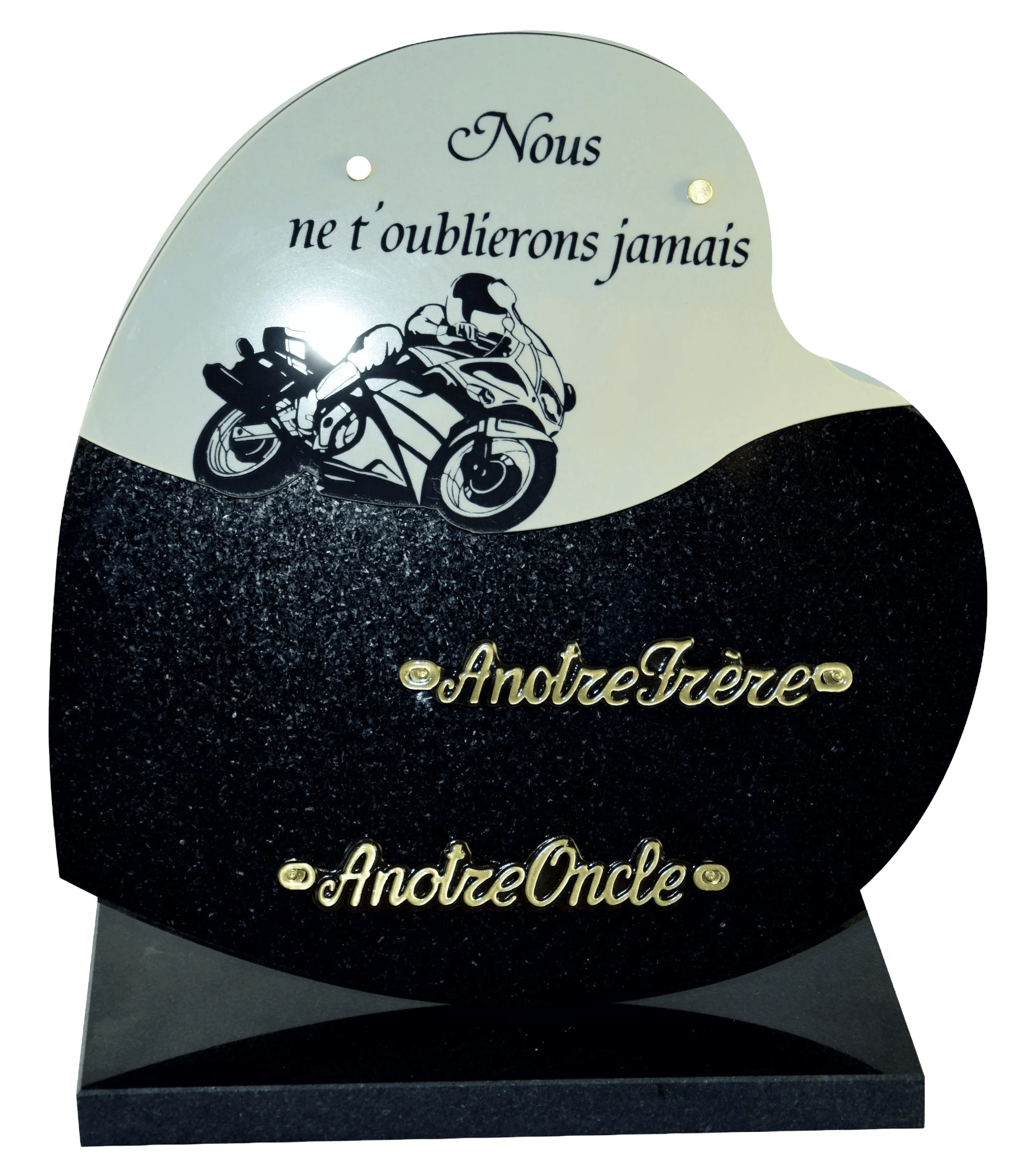 Plaque cœur 803.7 en granit noir fin moto avec deux inters