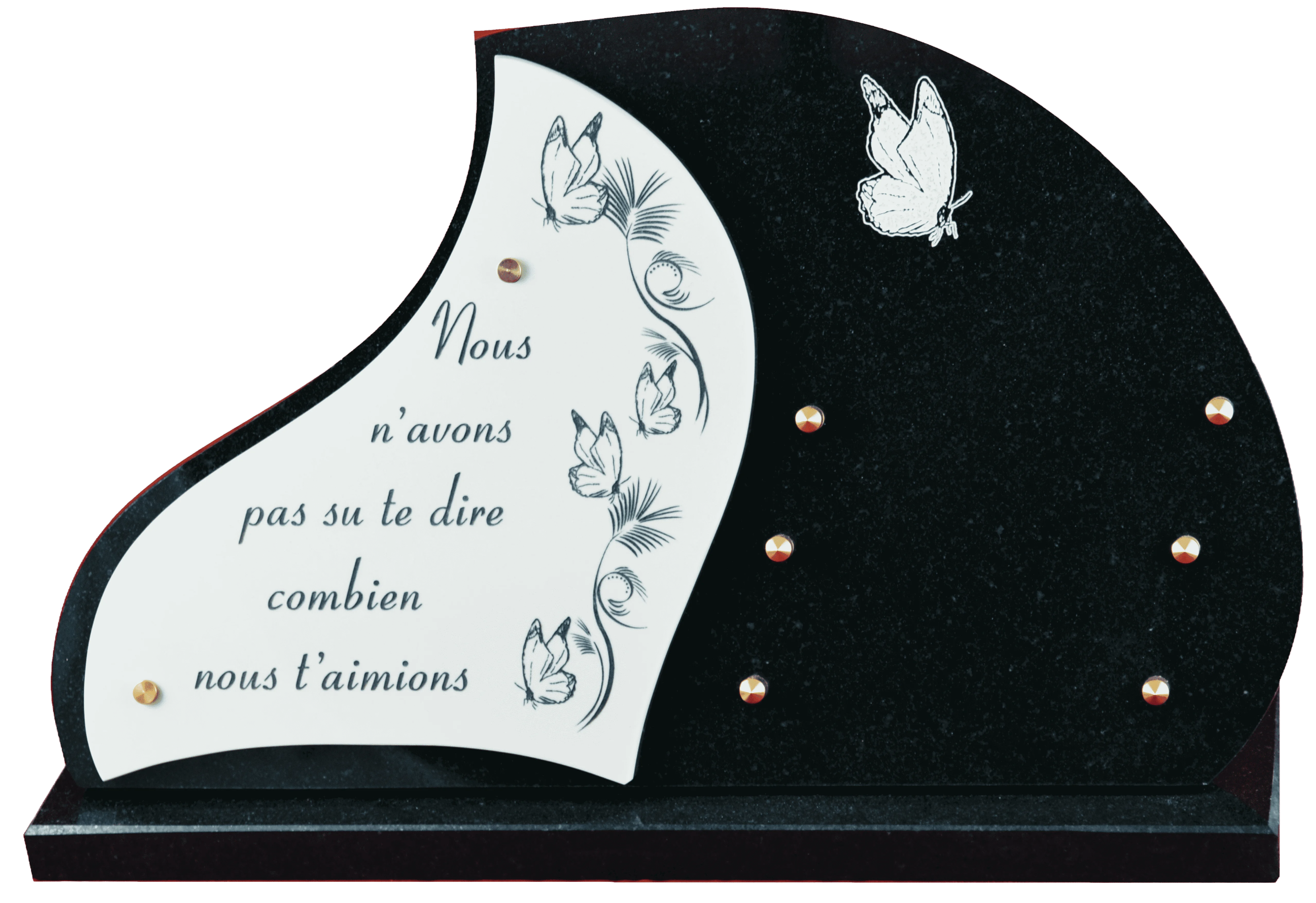 Plaque granit noir fin décor papillon doublure céramique 1707