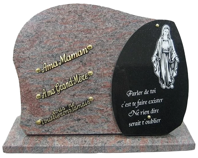 Plaque 27VIER en rose d'Alva et doublure noir fin décor vierge