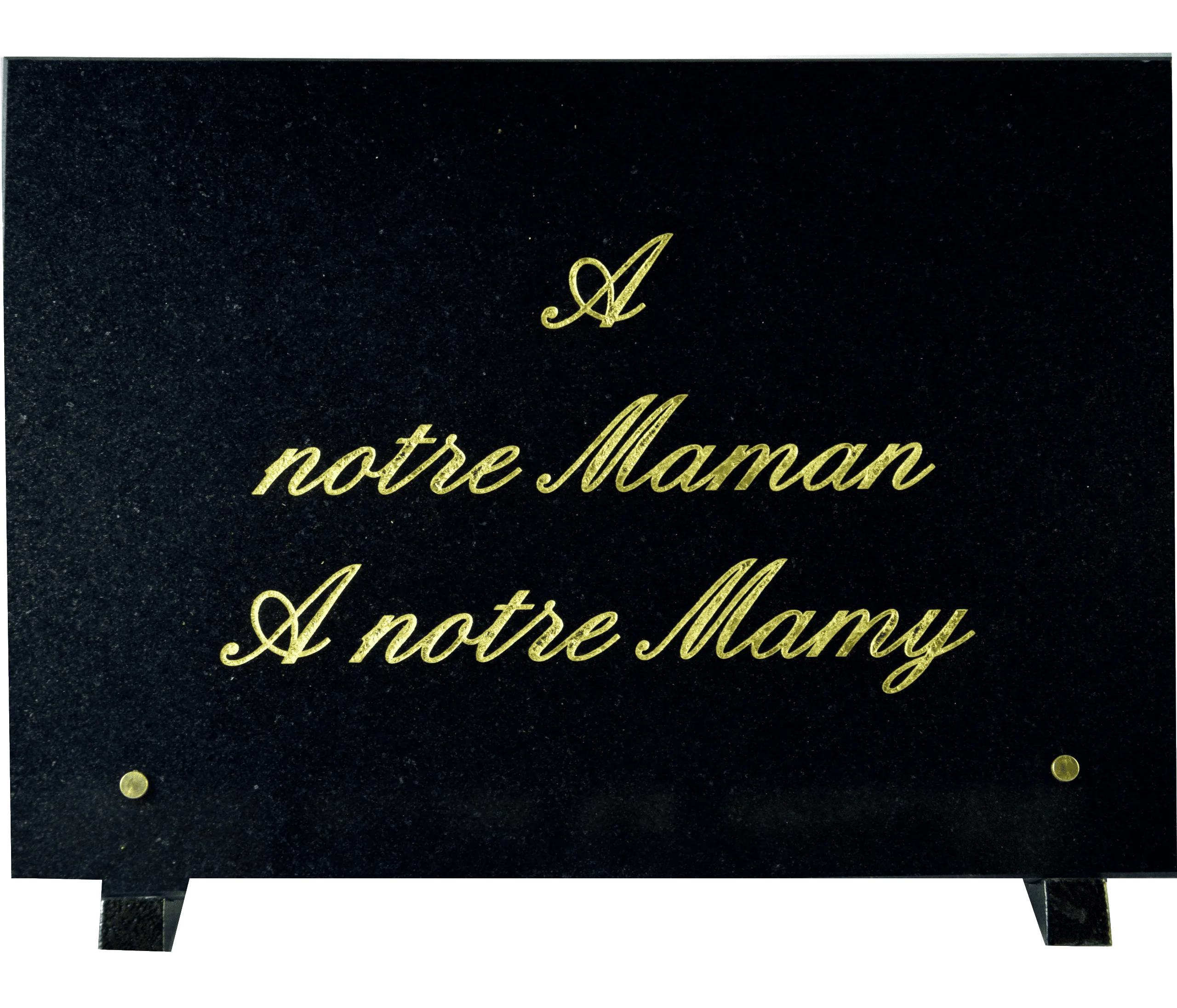 Plaque funéraire REC40X30 en granit noir fin avec gravure or