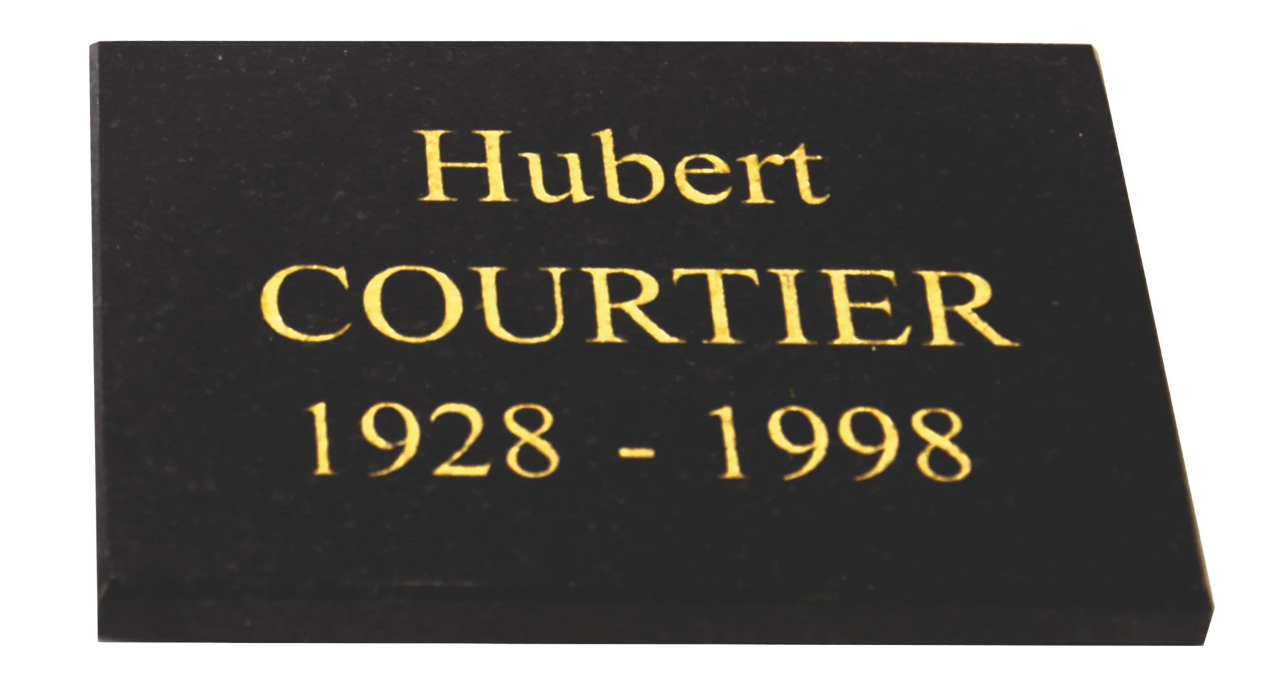 Plaquette granit 1 cm avec gravure or