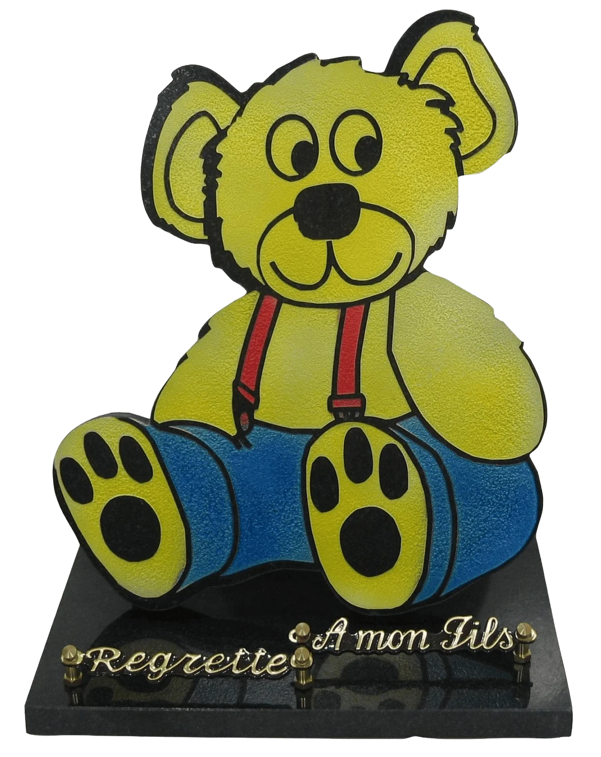 Plaque enfant ourson2 en granit découpé 17x20 cm